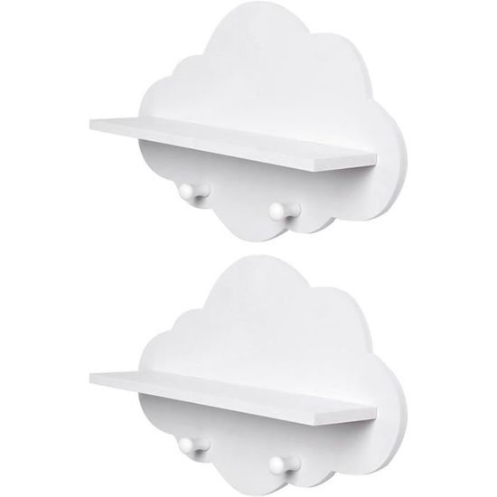Étagère Murale En Forme De Nuage En Bois - 30x11x15 Cm - Déco Kawaii, Rangement Jouets Ou Livres