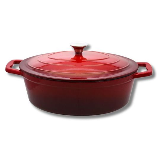 Cocotte en fonte ovale 33 cm 6 L rouge Cocotte en fonte ovale 33 cm 6 L rouge