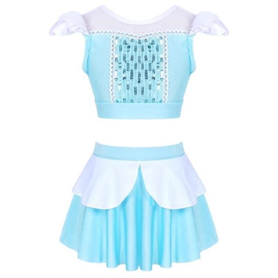 Maillot De Bain Princesse 3 Pièces Pour Fille - Haut Bikini, Culotte Et Jupe - Style Plage, Piscine, été
