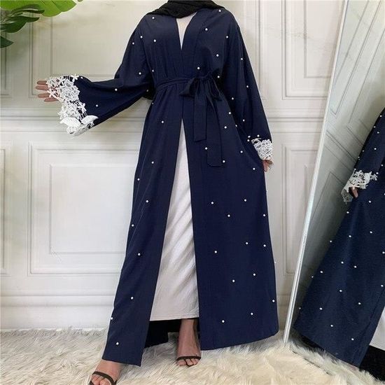 Arabe duba Abaya Kimono Hijab musulman pour les femmes perles