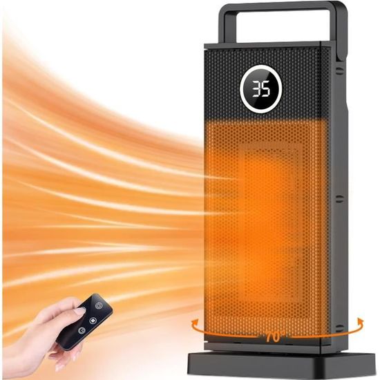 Radiateur Soufflant Céramique PTC Avec Télécommande, 4 Modes, Oscillation 90°, Protections