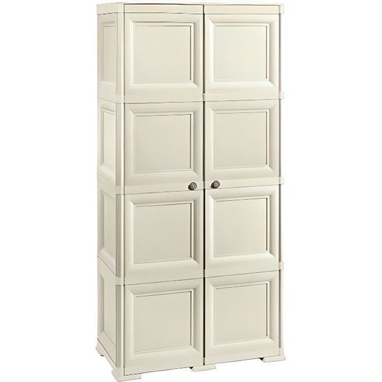Armoire De Rangement 6 Compartiments Polypropylène - Imitation Bois 79x125cm