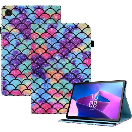 WD&CD Coque Compatible Pour Lenovo Tab M10 Plus 3rd Gen 10.61 Pouces 2022 (TB125/TB128) Noir, Protection Ultra Fin En Cuir PU Housse Étui Coques