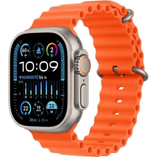 Apple Watch Ultra 2 GPS + Cellular- 49mm - Boîtier Titanium - Bracelet Orange Ocean Band
