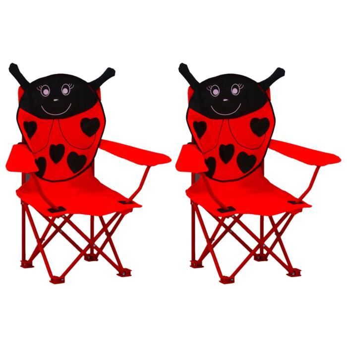 HAO Chaises de jardin pour enfants 2 pcs Rouge Tissu #2