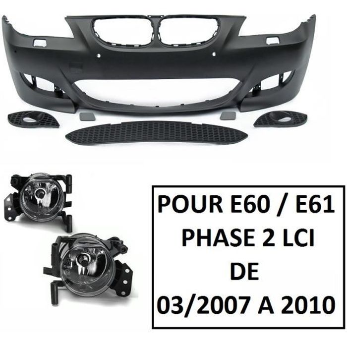 PARE CHOC PARECHOC AVANT LOOK M5 POUR BMW SERIE 5 E60 E61 PHASE 2 LCI + 2 ANTIBROUILLARD