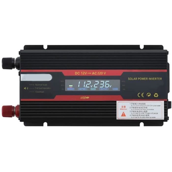 KKmoon Convertisseur Pur Sinus 12V 220V 3000W Convertisseur Sinusoïdal Modifié par Onduleur Intelligent pour Voiture Solaire avec45