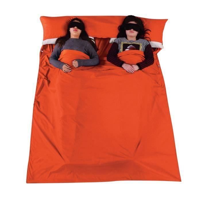 Sac de couchage pour 2 personne Camping Randonnée Orange Da31308