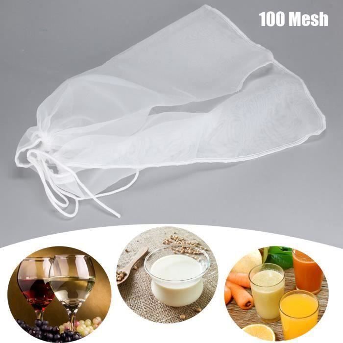 TEMPSA Sac de Lait Soja Cafe Filtre Tamis Alimentaire Nylon Blanc 100 Mesh 66x55cm