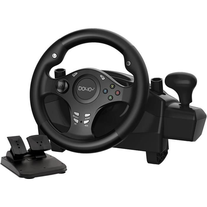 Volant de Course avec Pedales, Volant de Jeu PC avec Double Retour de Force Moteur, Rotation du Volant a 270°, pour PC, XBOX