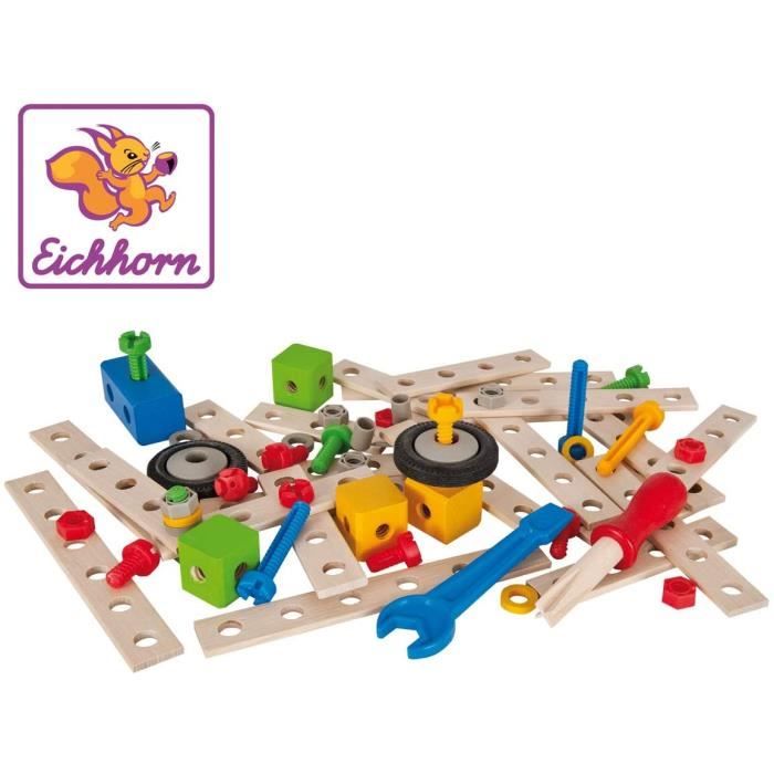 Jeux de construction Eichhorn - 100039024 - Jeu de Construction Bois - Set de Construction - 75 Pièces Bois 52117