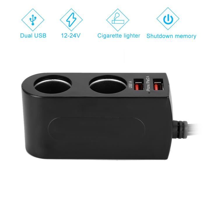 Chargeur de voiture de cigarette, adaptateur d'allume-cigare de voiture, mémoire d'arrêt automatique 12-24V, pour les