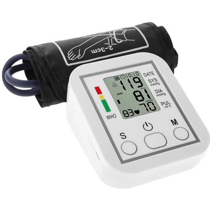 Moniteur de pression artérielle Portable, domestique Type de bande de bras Sphygmomanomètre Affichage LCD Mesure précise