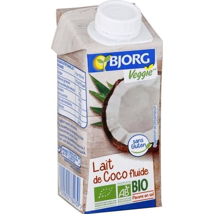 BJORG Lait de Coco Cuisine Bio 200ml X3