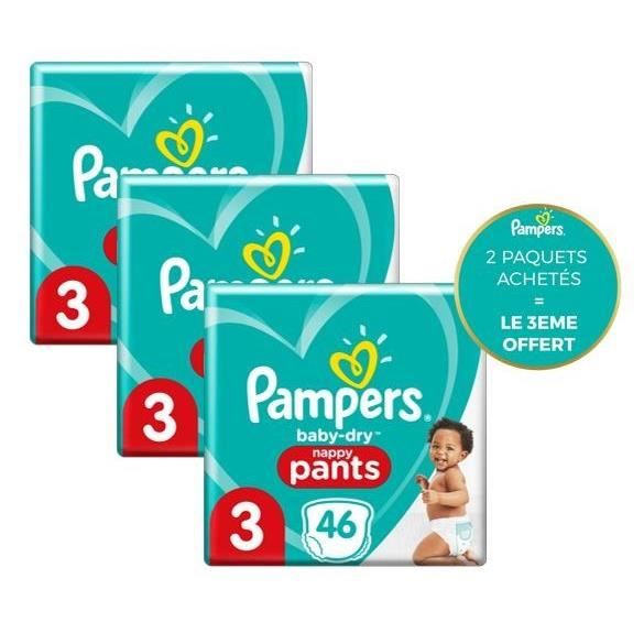 Pampers Baby-Dry Pants Couches-Culottes Taille 3, 46 Culottes - Lot de 3