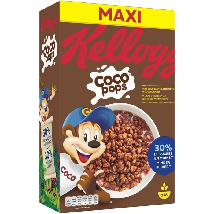 Cafe Moulu - LOT DE 3 - KELLOGG'S COCO POPS : Grains de riz soufflés au chocolat 550 g