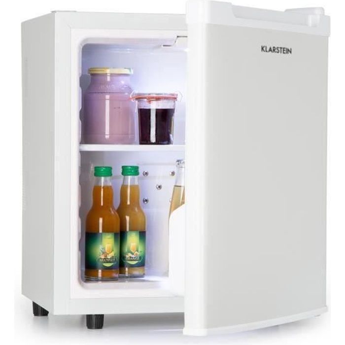 Klarstein Silent Cool Réfrigérateur à boissons - Mini-bar silencieux 30L avec clayette amovible - 4,5 - 15 °C - Classe A+ - Blanc