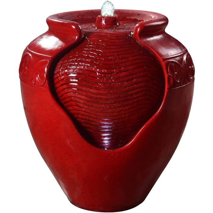 Fontaine Exterieure - Home Extérieure Jardin Décoration Chute D’Eau Cascade Pot Amphore Rouge Pompe