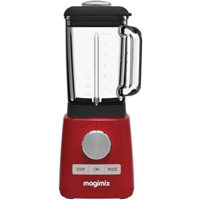 Magimix Blender, Mélangeur de table, 1,8 L, Rouge, 600 tr-min, 15000 tr-min, Verre