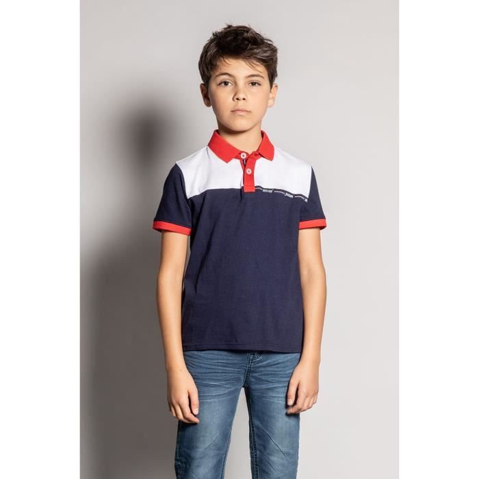 DEELUXE Polo tricolore à manches courtes ACID Navy