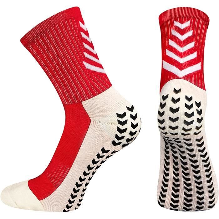 2 Paires Rouge Chaussette de Sport Antidérapante Hommes Respirant Chaussettes Ampoules Chaussettes Randonnée, Trekking, Basketball