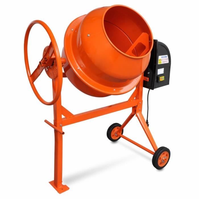 Bétonnière mixer cement Bétonnière électrique 140 L 650 W Acier Orange