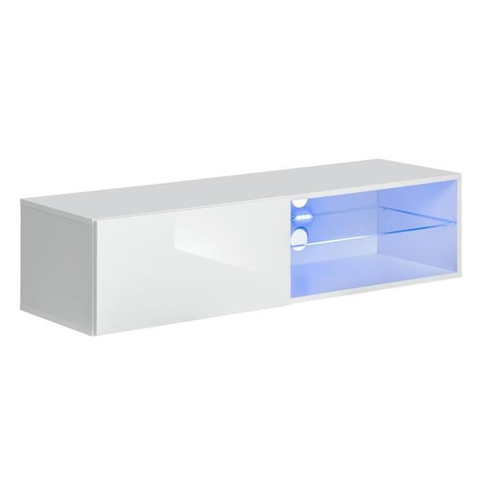 Meuble Tv Led Design -switch Iv- 120cm Blanc - Paris Prix