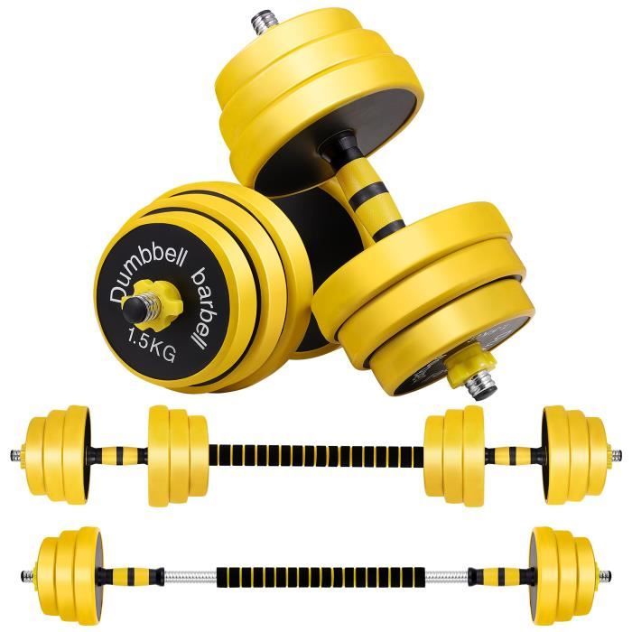 Clispeed haltère réglable 25kg Poids Ajustables, Lot de 2 Kit haltère réglables 25 kg (Noir)