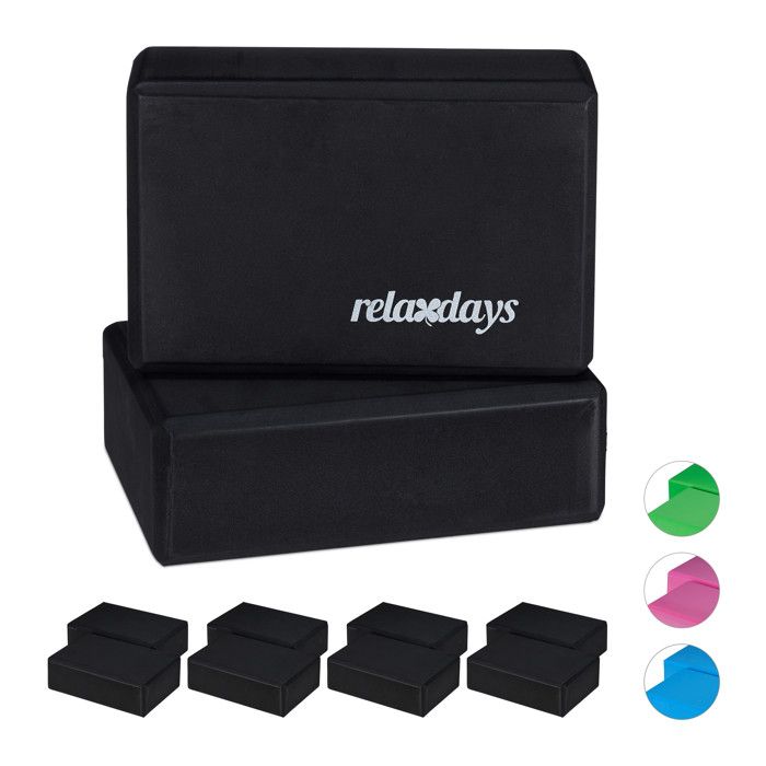 Set 10x Bloc Yoga Brique Yoga Exercice Pratique Yoga Mousse Rigide Anti-Dérapant HLP 8x23x15 cm, Noir