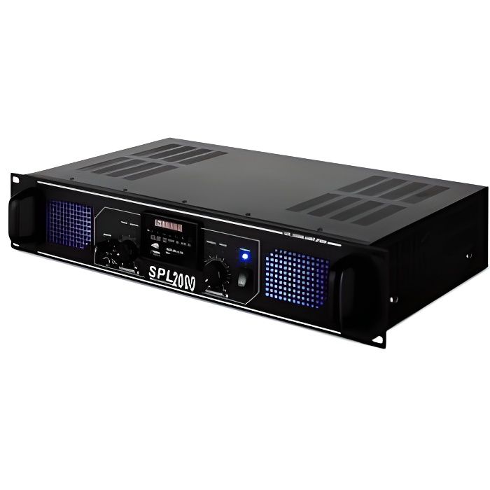 SkyTec SPL2000MP3 - Amplificateur professionnel, 2X 1000 Watts, SD/MP3/USB - Noir