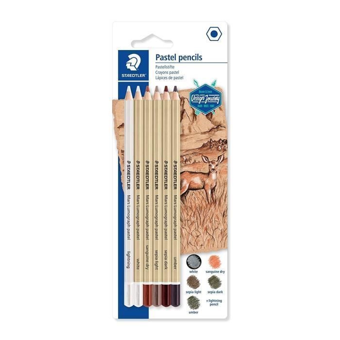 Staedtler Mars Lumograph Pastel, Crayons pastel de haute qualité pour le dessin artistique sur papier, Gamme Design Journey, Étui b