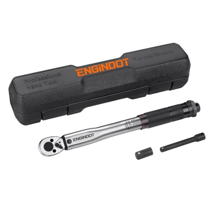 Clé Dynamométrique 1/4- (5 ~ 25 Nm) TACKLIFE, Haute Précision ± 4%, Adaptateur 3/8- , Rallonge 7.5 cm, cliquet 24T - HTW4B