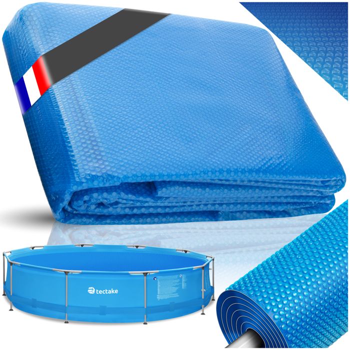 TECTAKE Bâche à bulles pour Piscine ronde de protection extérieure en Plastique 5,49 m Bleu