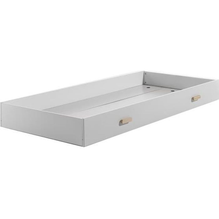 COCOON Lit gigogne enfant contemporain en MDF + pieds en bois pin massif blanc laqué - l 90 x L 200 cm