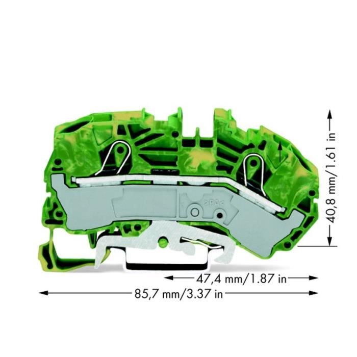 Borne pour conducteur de protection WAGO 2016-7607 12 mm ressort de traction Affectation des prises: terre vert-jaune 20 pc(s)