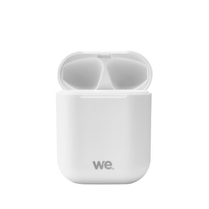WE Ecouteurs Bluetooth 5.0 - Léger sans Fil - Microphone intégré Boitier de Recharge de 300 mAh Contrôle Tactile - Blanc