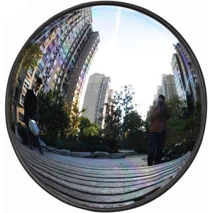 QQ38212-TEMPSA Miroir convexe d'extérieur noir en plastique 30cm Grand Angle Sécurité