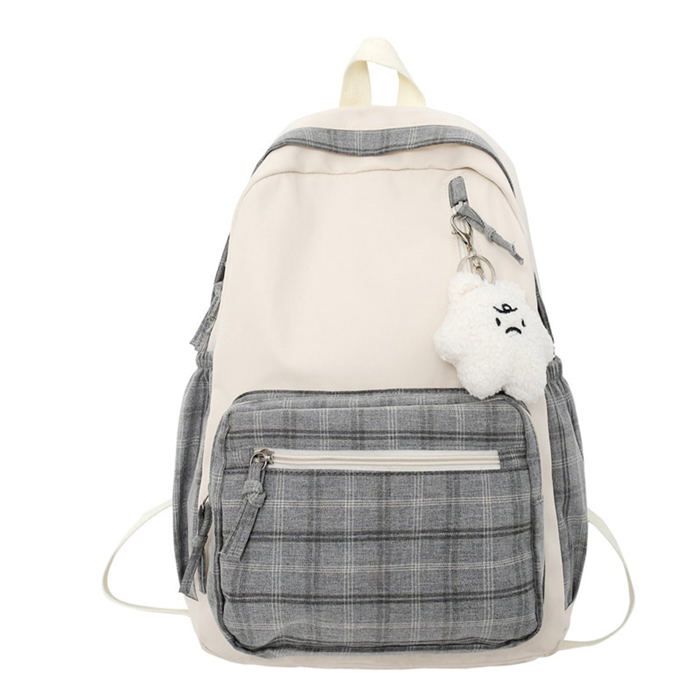 Sac Bandoulière Harajuku Pour Femme - Nylon - Dimensions 33x24x11 Cm - Style Kawaii Avec Pendentif Peluche - Pour École, Voyage