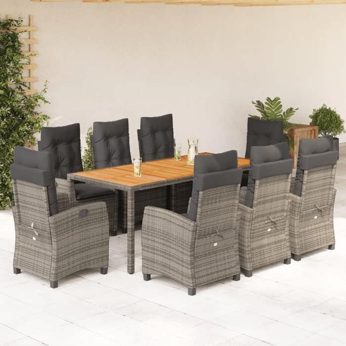 vidaXL Ensemble à manger 9 pcs résine tressée - vue 3