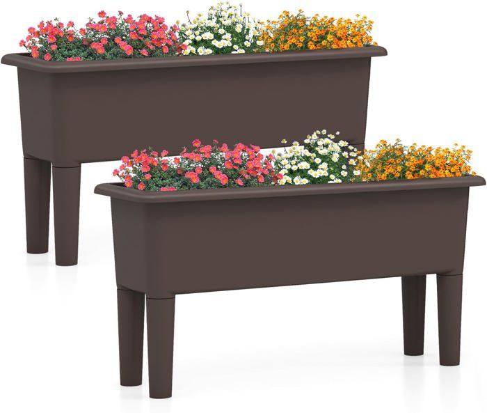 Carré Potager Sur Pied HOMASIS - Lot De 2 - 80x30x40cm - Auto-arrosage - PP - Pour Balcon/Jardin