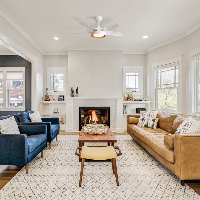 Ventilateurs de plafond 42 pouces - REDOM - LED 22 W télécommande 6 vitesses moteur à DC réversible -Blanc - Redom