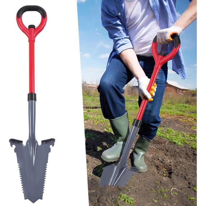 Bêche Xforst En Acier Carbone - 72cm, 1.66kg, Lame Trapézoïdale Tranchante - Jardinage, Racines, Détection Métaux