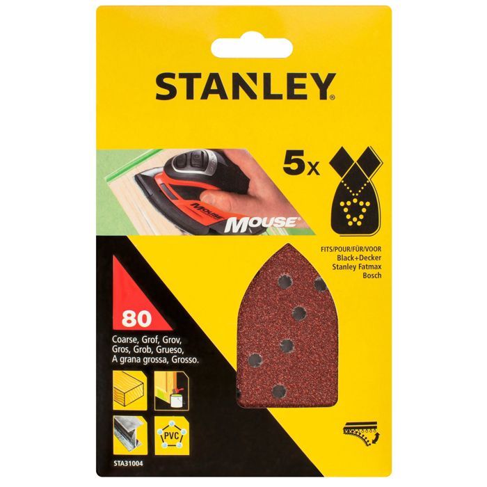 Stanley 5 abrasifs corindons qualité supérieure Mouse grain 80 STA31004 XJ
