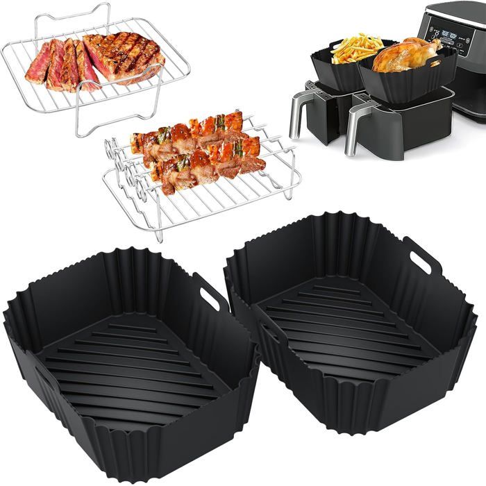 19 Pcs Accessoires Air Fryer Ninja 7,6-9,5L - Kit Complet Moules Silicone Plat Friteuse Air