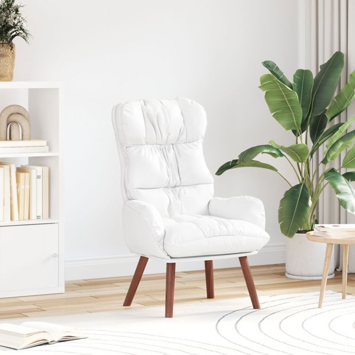 Fauteuil Relaxant - CLOUD - en faux cuir blanc - Taille Moyen EU1208