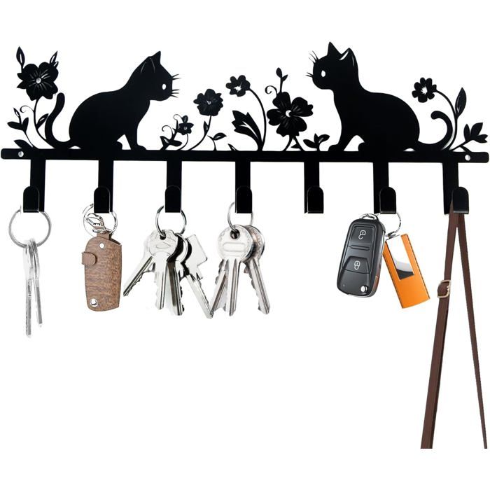 Accroche Serviette Porte-clés Mural Chat Et Aquarium SUPERDANT - 10 Crochets En Acier Noir, Décoration Murale Pratique Et Originale Porte Clé Mural Accroche Serviette Porte-clés Mural Chat Et Aquarium SUPERDANT - 10 Crochets En Acier Noir, Décoration Murale Pratique Et Originale Porte Clé Mural
