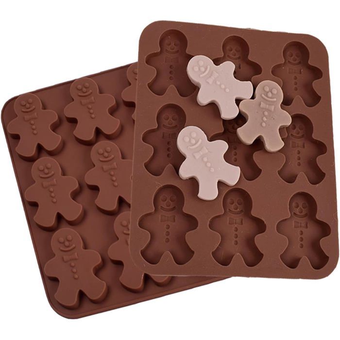 Moule à Chocolat Silicone Bonhomme Pain D'épices - 6 Cavités, Pour Noël, Bonbons, Cupcakes, Fondant - 6