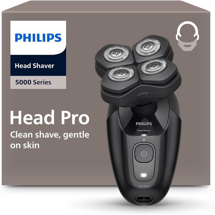 Philips Head Shaver Pro 5000 Series Rasoir pour la tête pour hommes et femmes tête flexible à 360° et lames ComfortCut pour un rasage efficace tout en douceur pour la peau modèle HS598015 - vue 7
