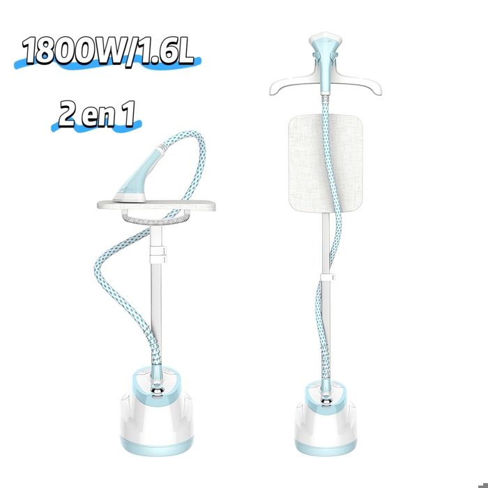 Défroisseur Vapeur Vertical 2 en 1 - Défroisseur vapeur - 1800W/1.6L - 10 vitesses - Trois réglages de hauteur - double vapeur - Uverbon