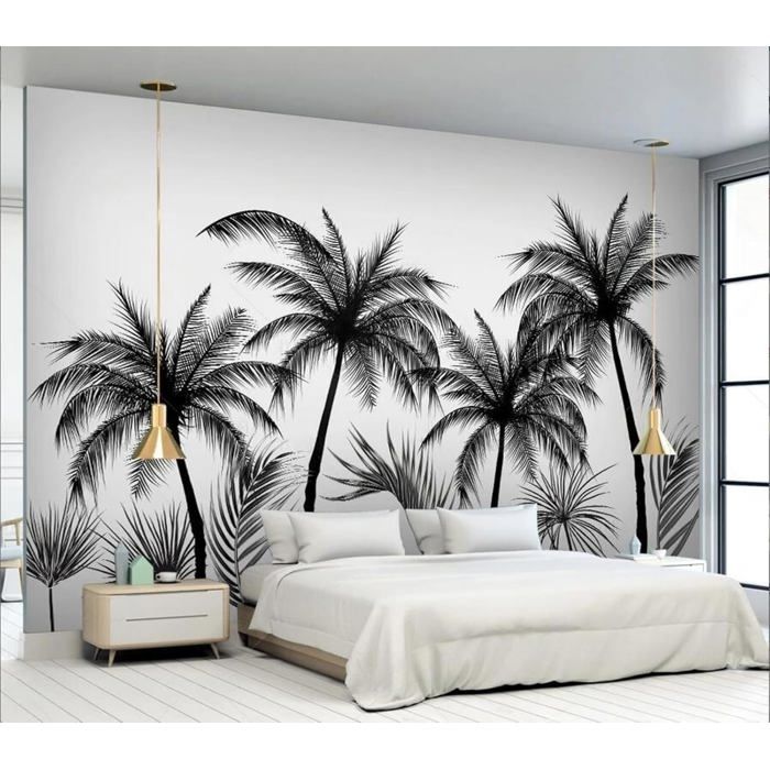 Tapisserie Tropicale Noir Et Blanc